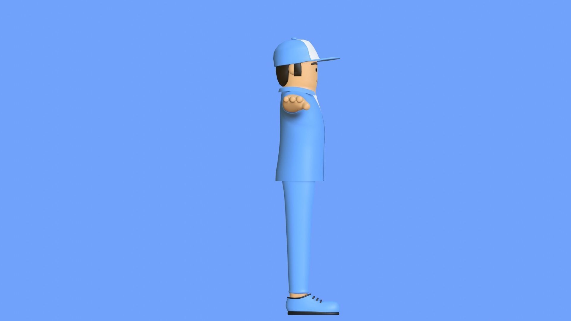Minimal Worker 3D Cartoon Character 3D model_13