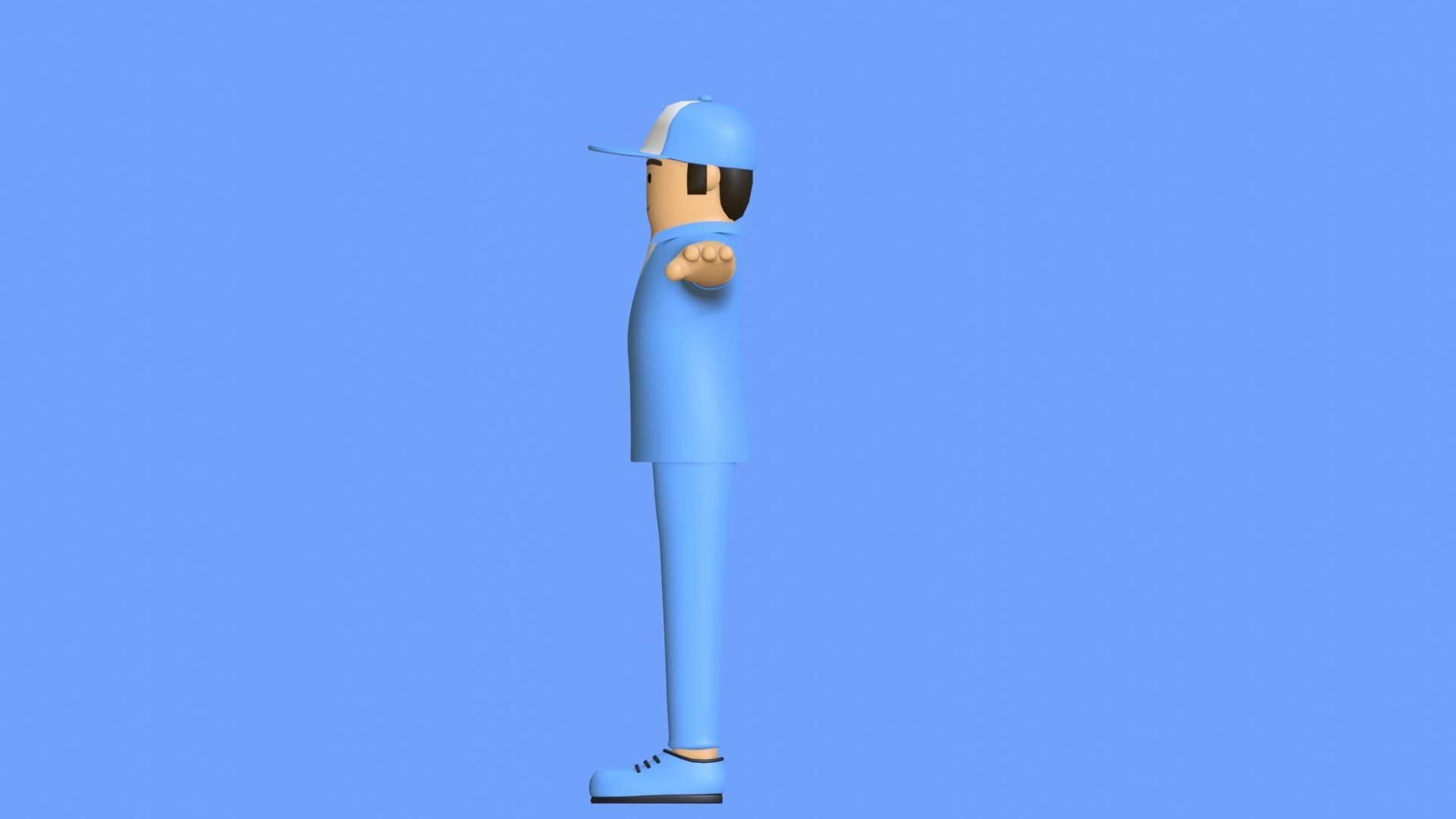 Minimal Worker 3D Cartoon Character 3D model_15