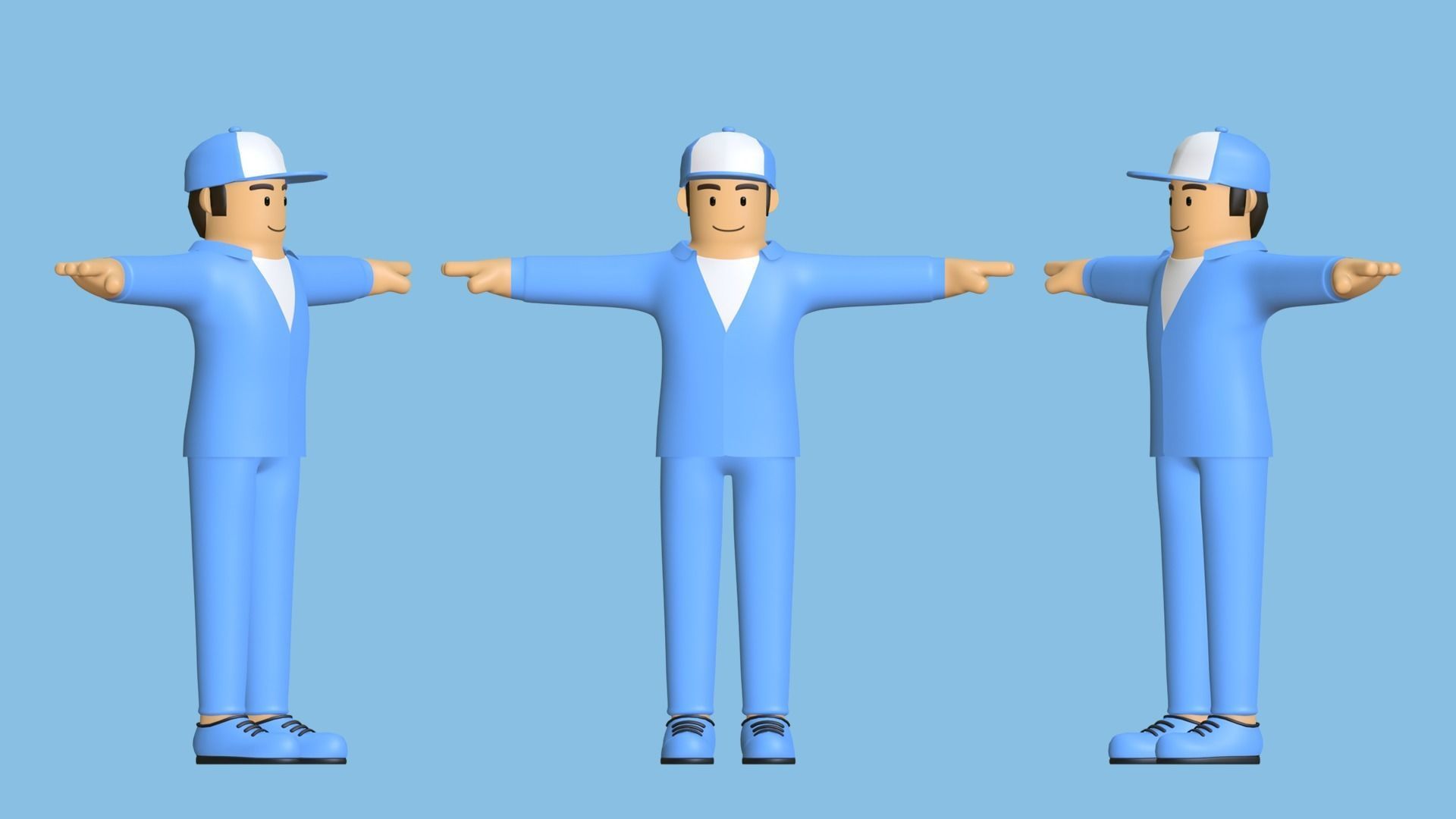 Minimal Worker 3D Cartoon Character 3D model_7