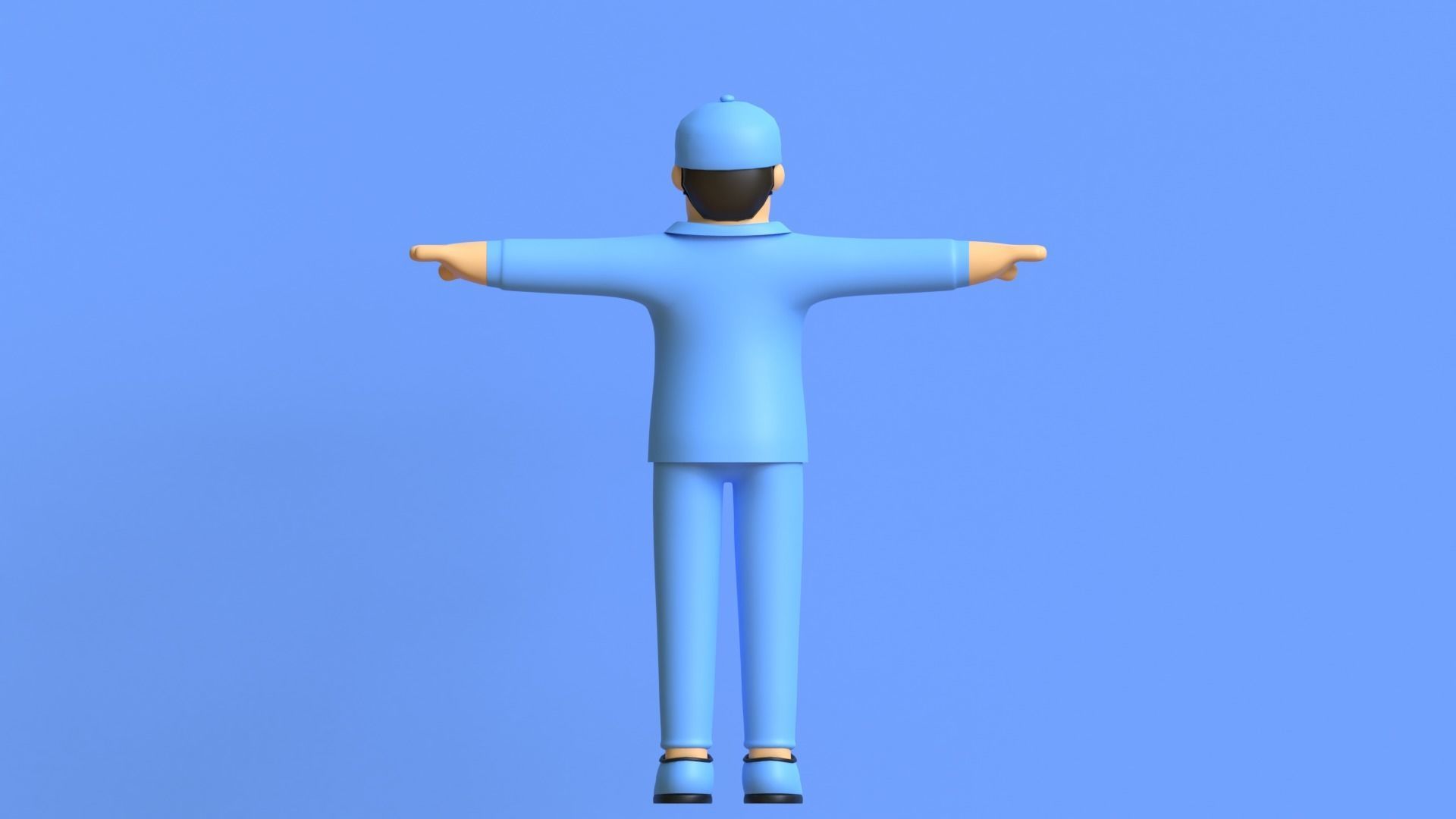 Minimal Worker 3D Cartoon Character 3D model_10