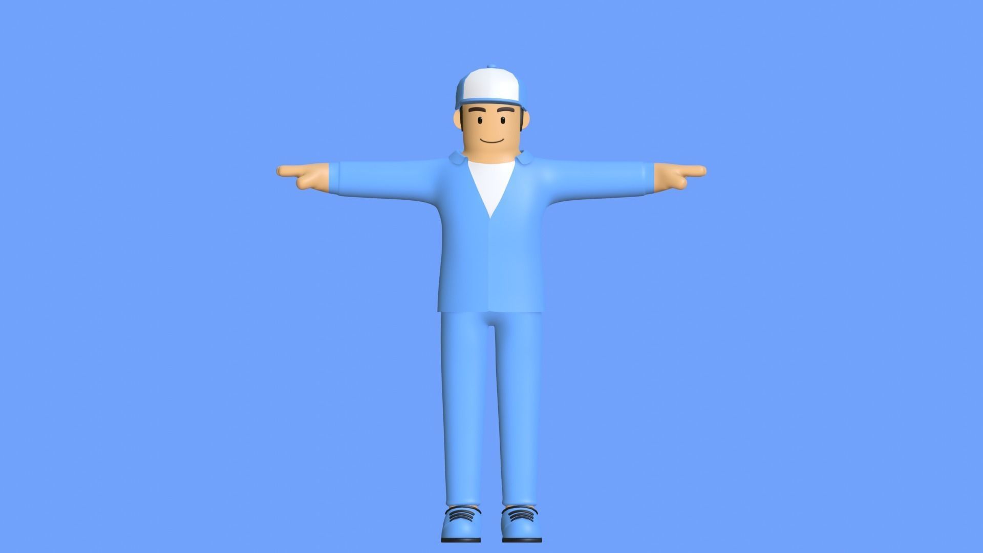 Minimal Worker 3D Cartoon Character 3D model_12