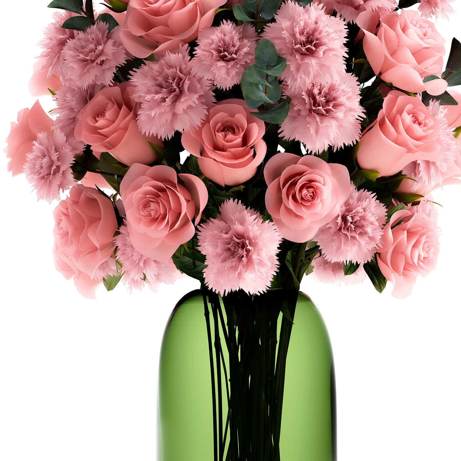 Bouquet of pink  flowers in a vase for decor 148 3D model_3