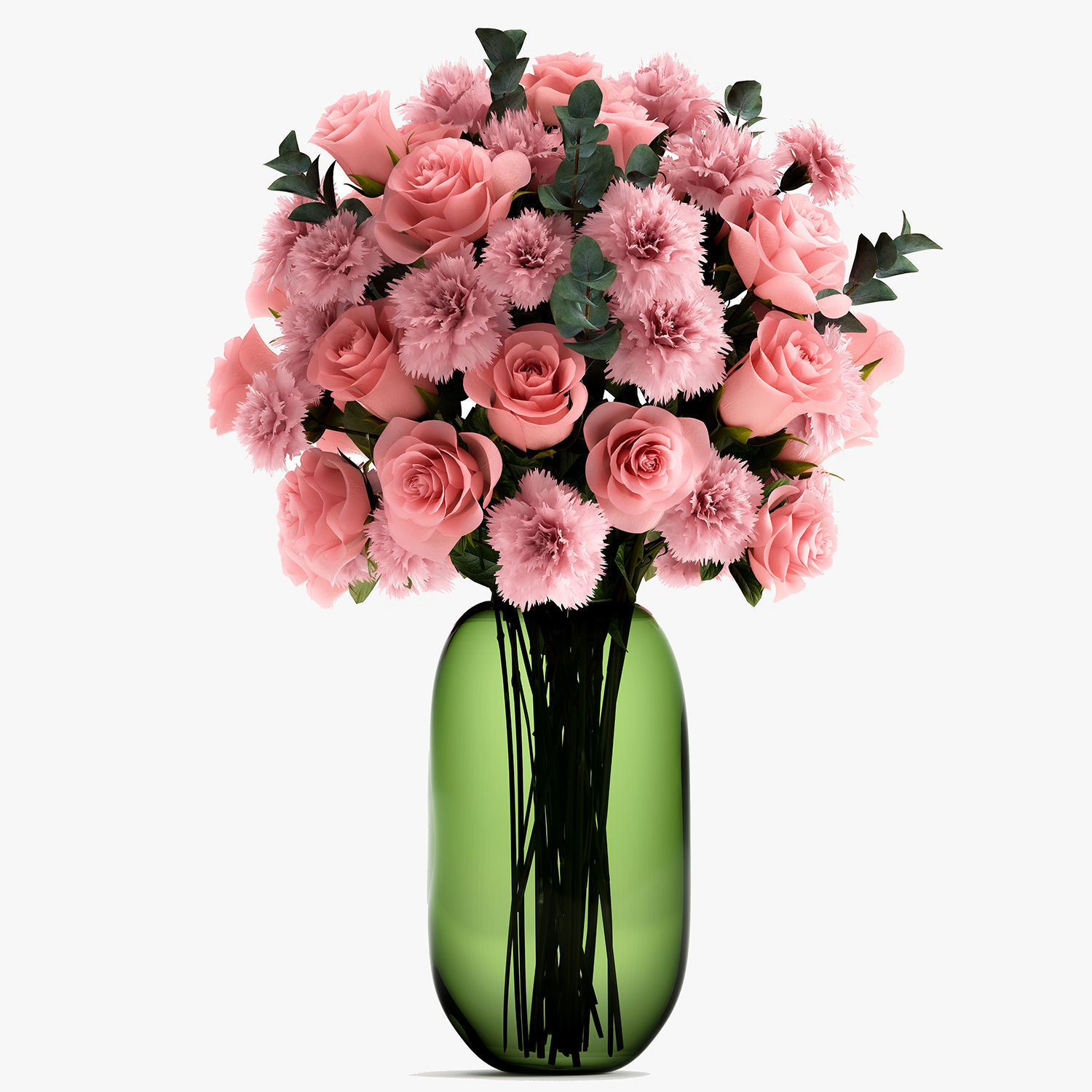 Bouquet of pink  flowers in a vase for decor 148 3D model_1