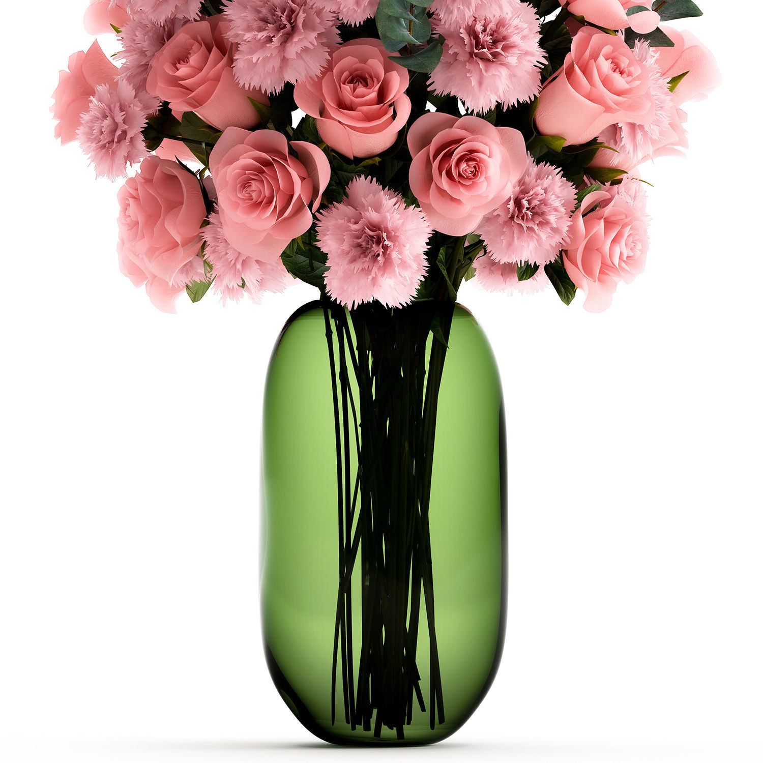 Bouquet of pink  flowers in a vase for decor 148 3D model_5