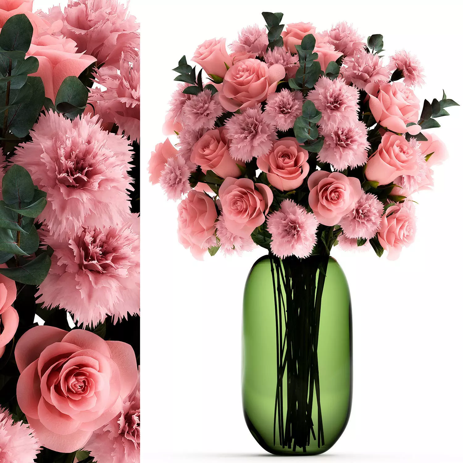 Bouquet of pink  flowers in a vase for decor 148 3D model_0
