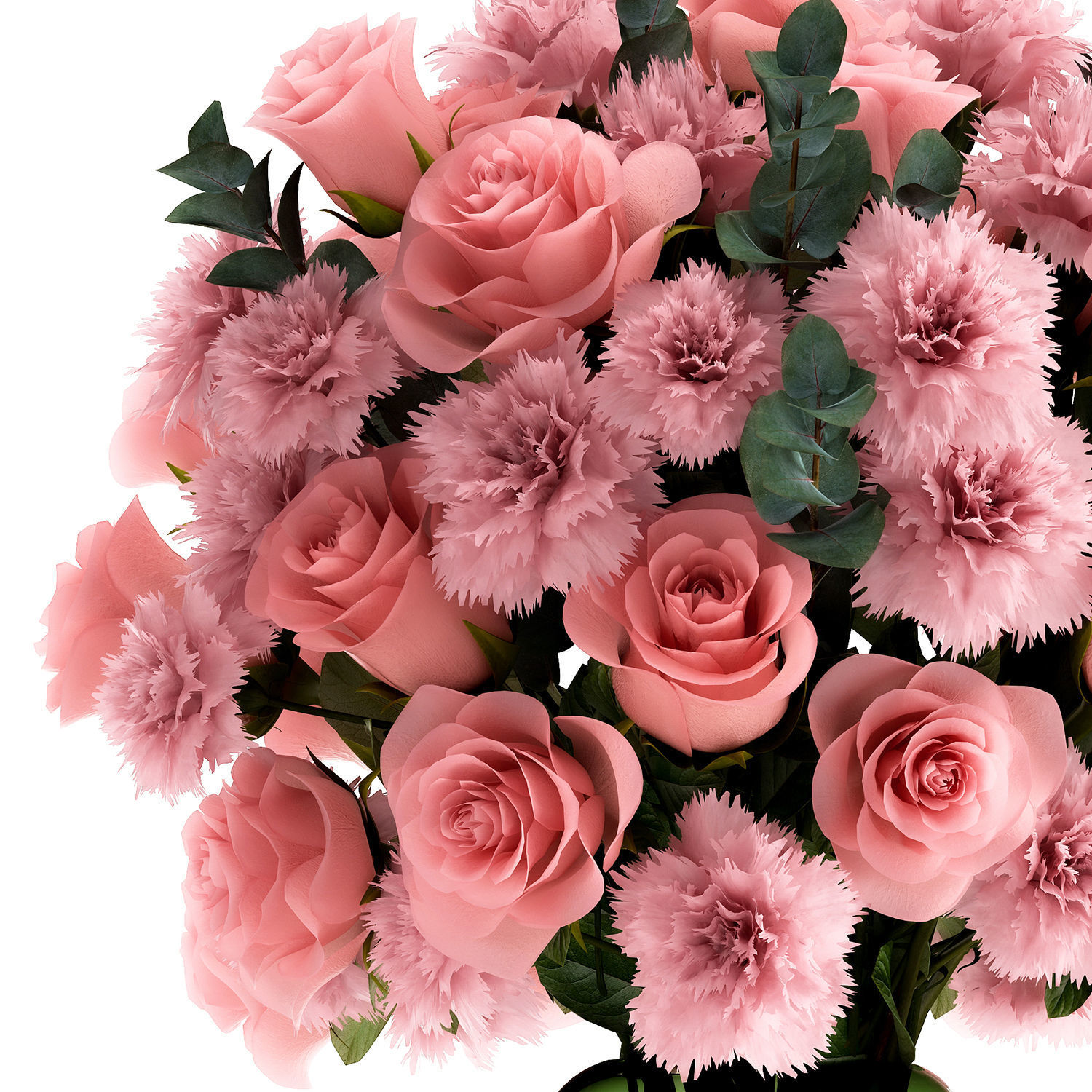 Bouquet of pink  flowers in a vase for decor 148 3D model_4