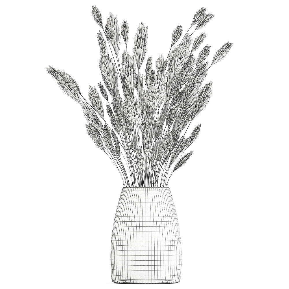 Bouquet of dried white reeds in a Vase 149 3D model_5
