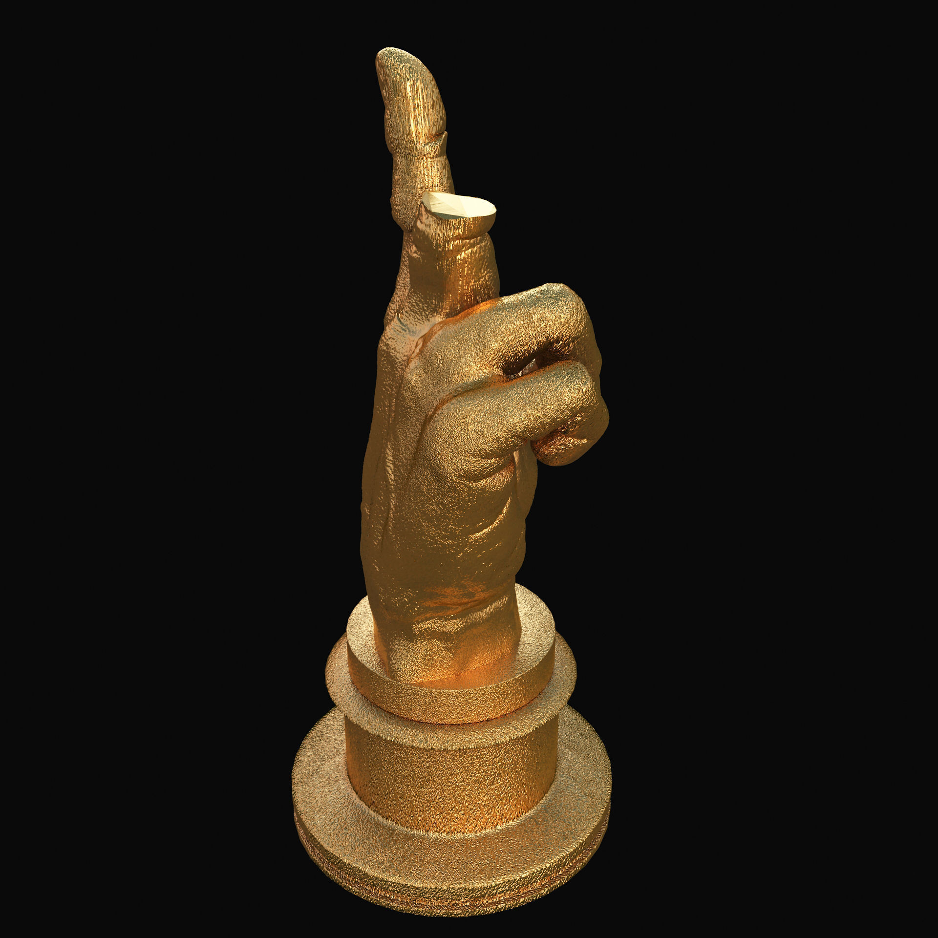 Golden Greek Hand Gesture Trophy 3D model_3