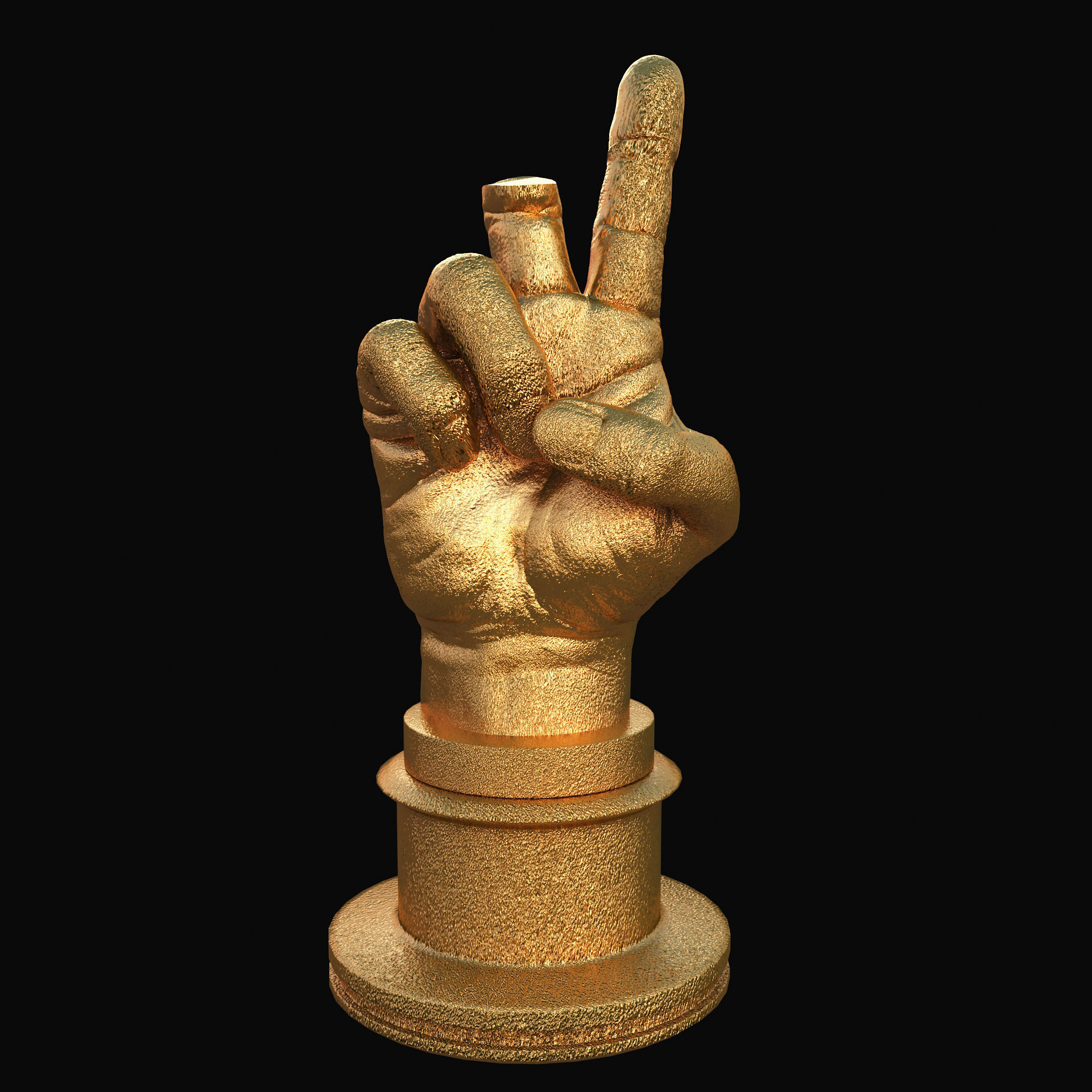 Golden Greek Hand Gesture Trophy 3D model_5