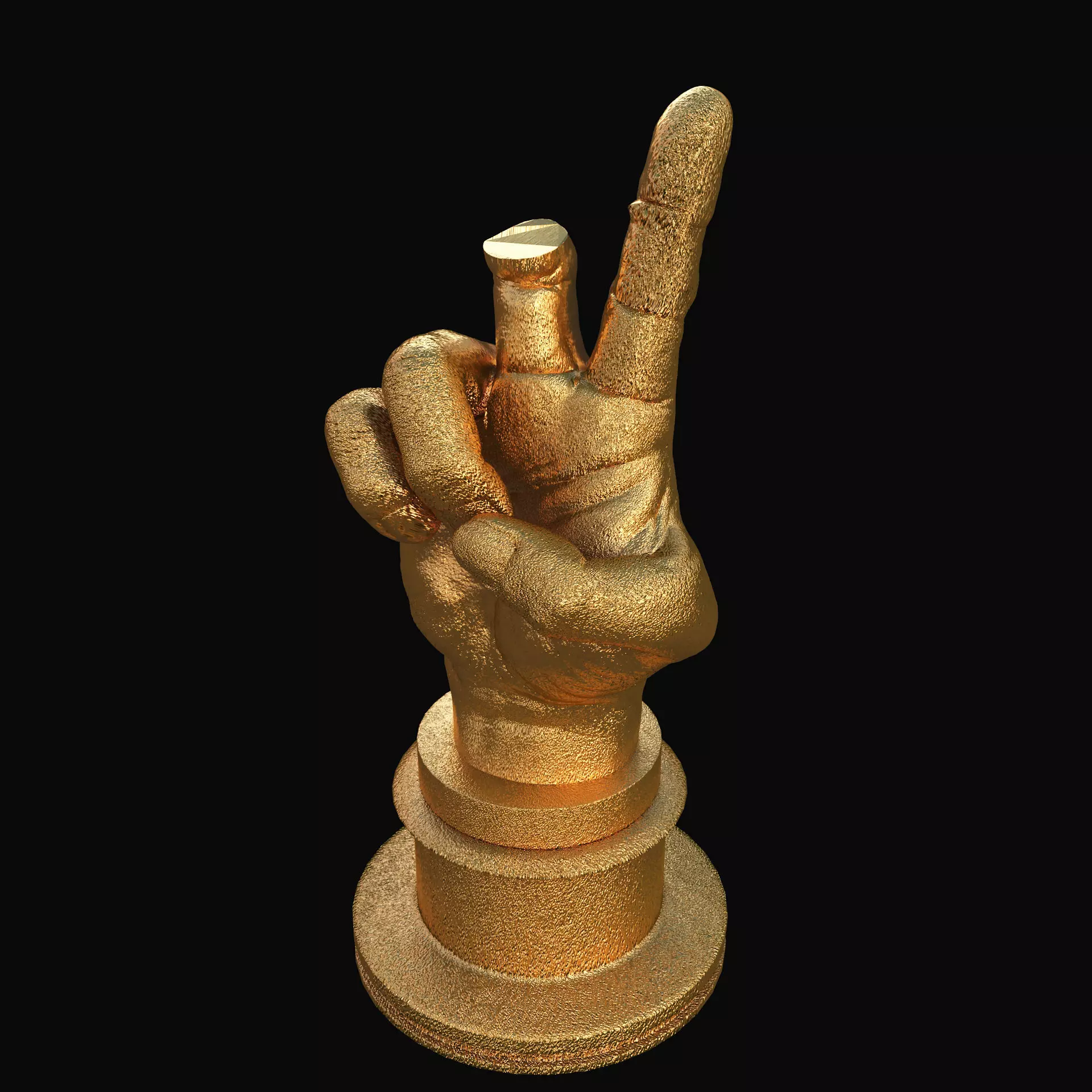 Golden Greek Hand Gesture Trophy 3D model_0