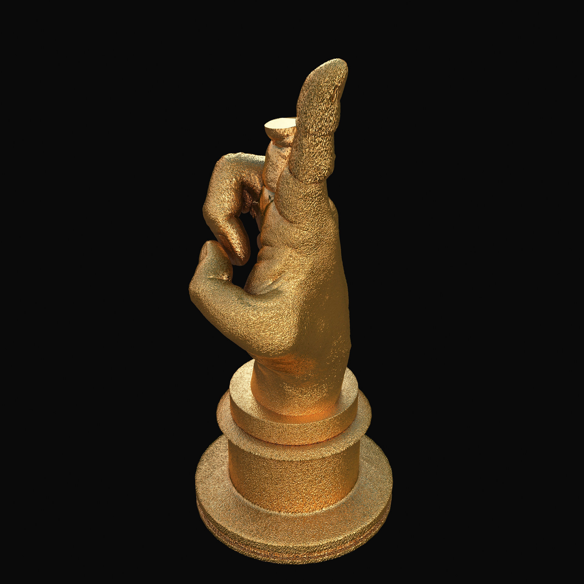 Golden Greek Hand Gesture Trophy 3D model_2