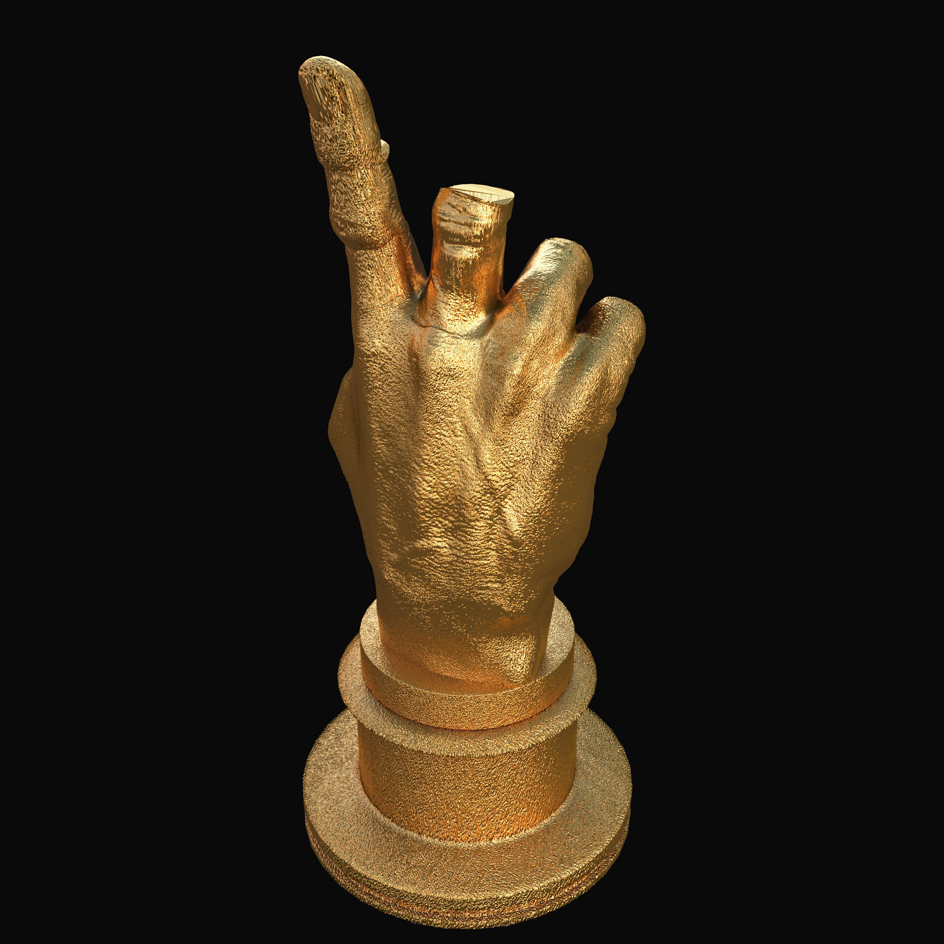 Golden Greek Hand Gesture Trophy 3D model_1
