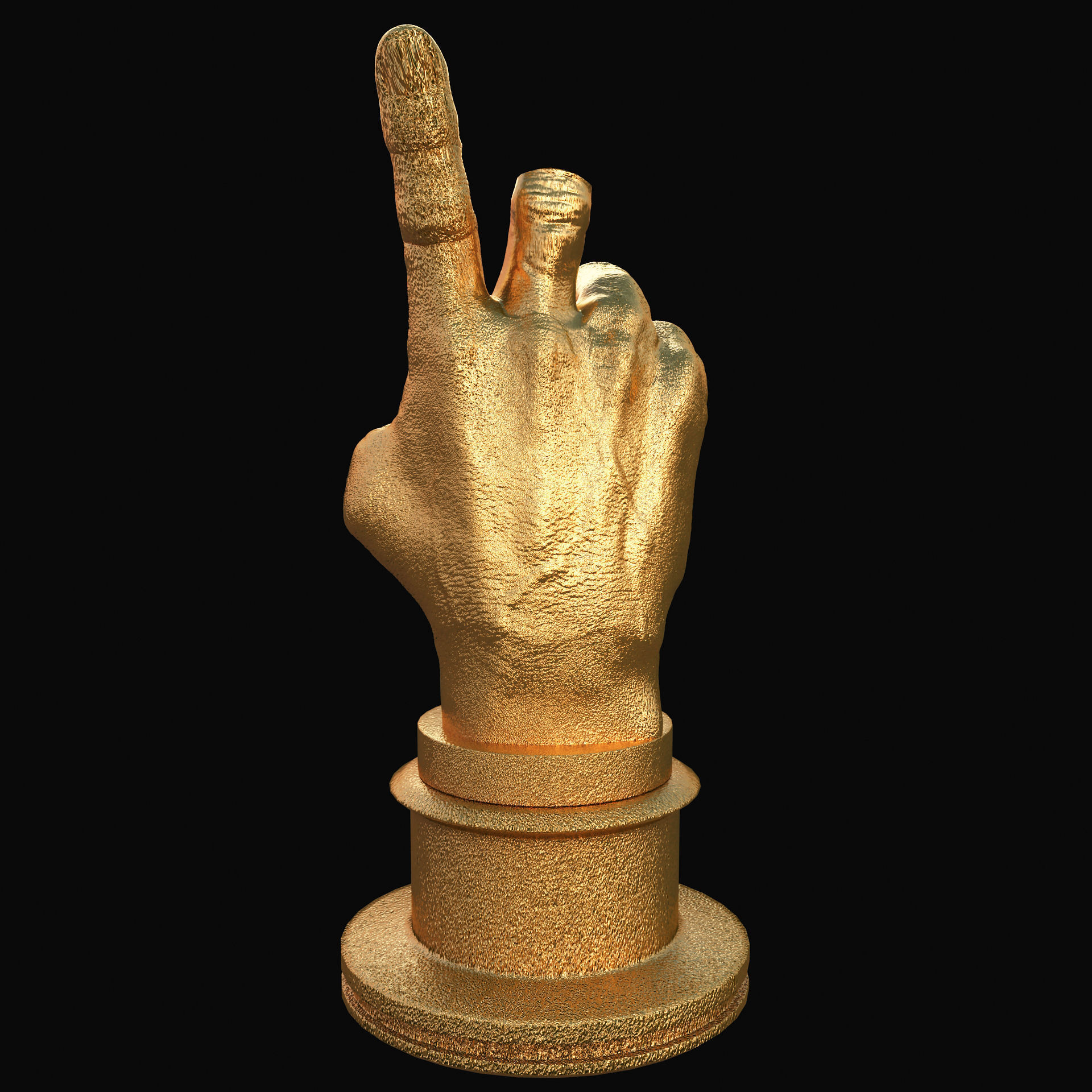 Golden Greek Hand Gesture Trophy 3D model_4