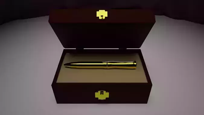 Case with a gold pen