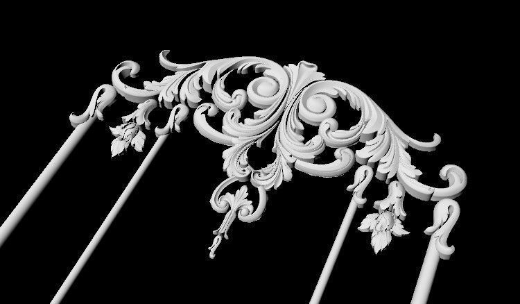 Central decor ornament for furniture 3D model_1