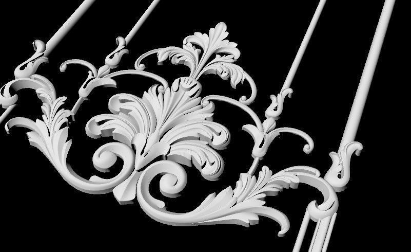 Central decor ornament for furniture 3D model_2