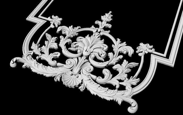 Central decor ornament for furniture 3D model_3