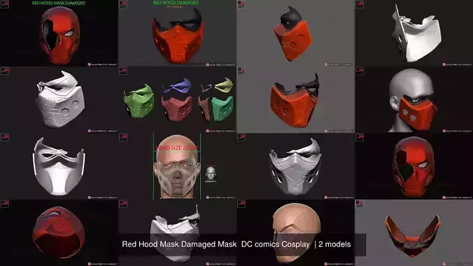 Red Hood Mask Damaged Mask  DC comics Cosplay 