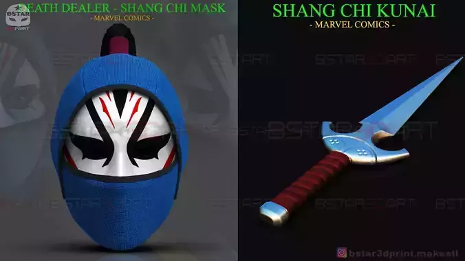 Death Dealer Mask - Death Dealer Kunai - SHANG CHI Legend  3D Model Collection