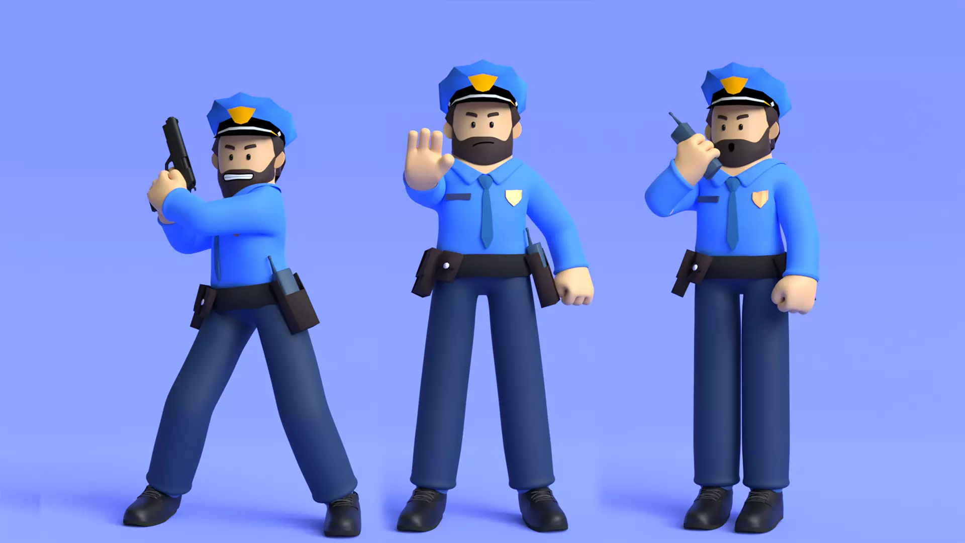 Minimal Police 3D Cartoon Character 3D model