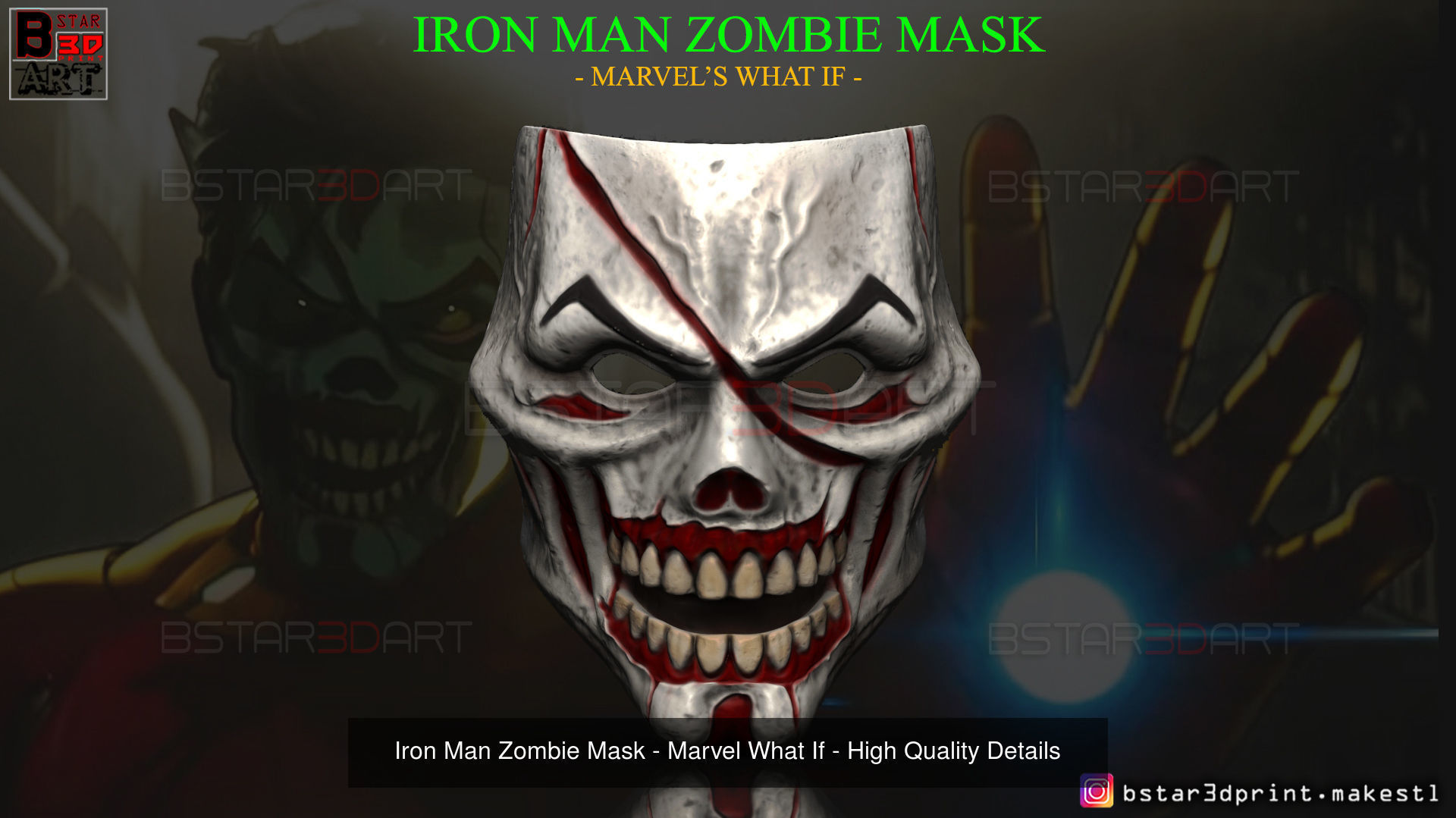 Iron Man Zombie Mask - Captain Zombie Helmet - Marvel What If  3D Model Collection_2