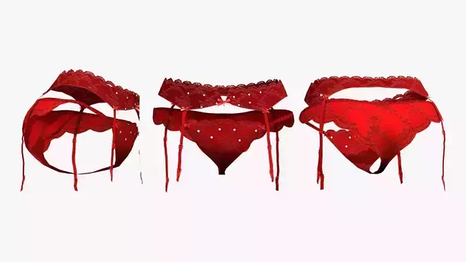 Valentines Garter Belt with Panties Low-poly 3D model