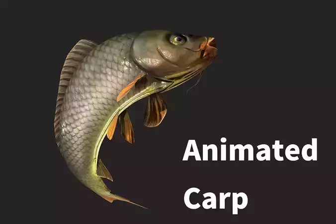 animated carp fish Low-poly 3D model