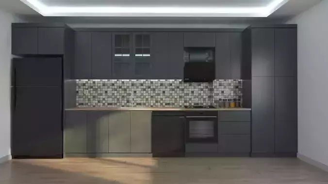 Kitchen modern with cabinets