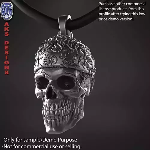 Biker skull with scarf 1 Pendant jewelry for demo use 3D print model