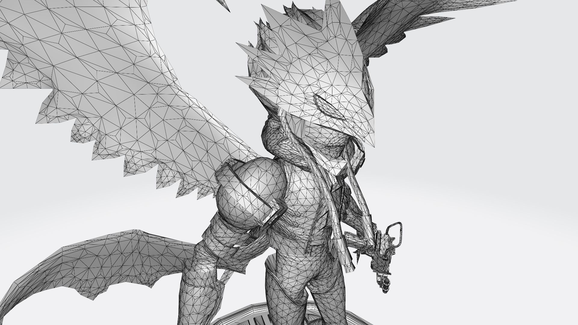 Beelzemon X statue of bird with wings 3D print model_9