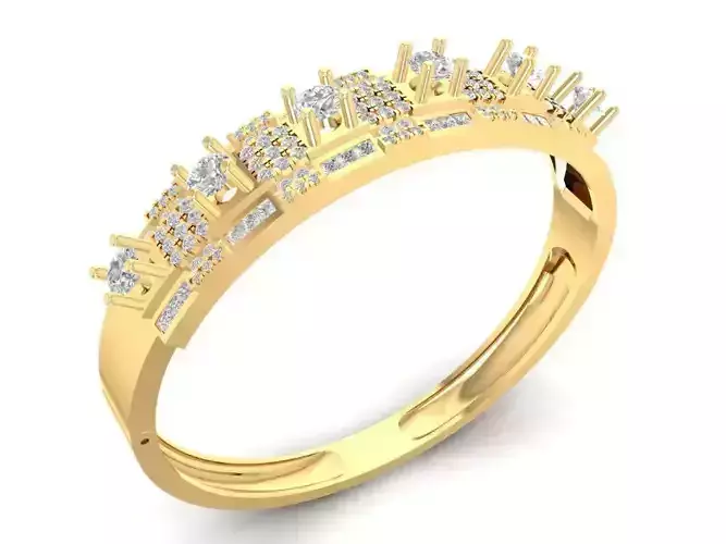 Elegant Multi Row Diamond Band Ring 3D Model 2185