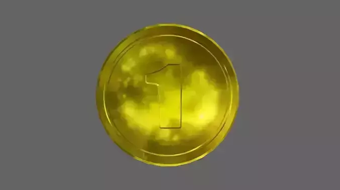 Coin Number 1 - Moeda Low Poly Low-poly 3D model