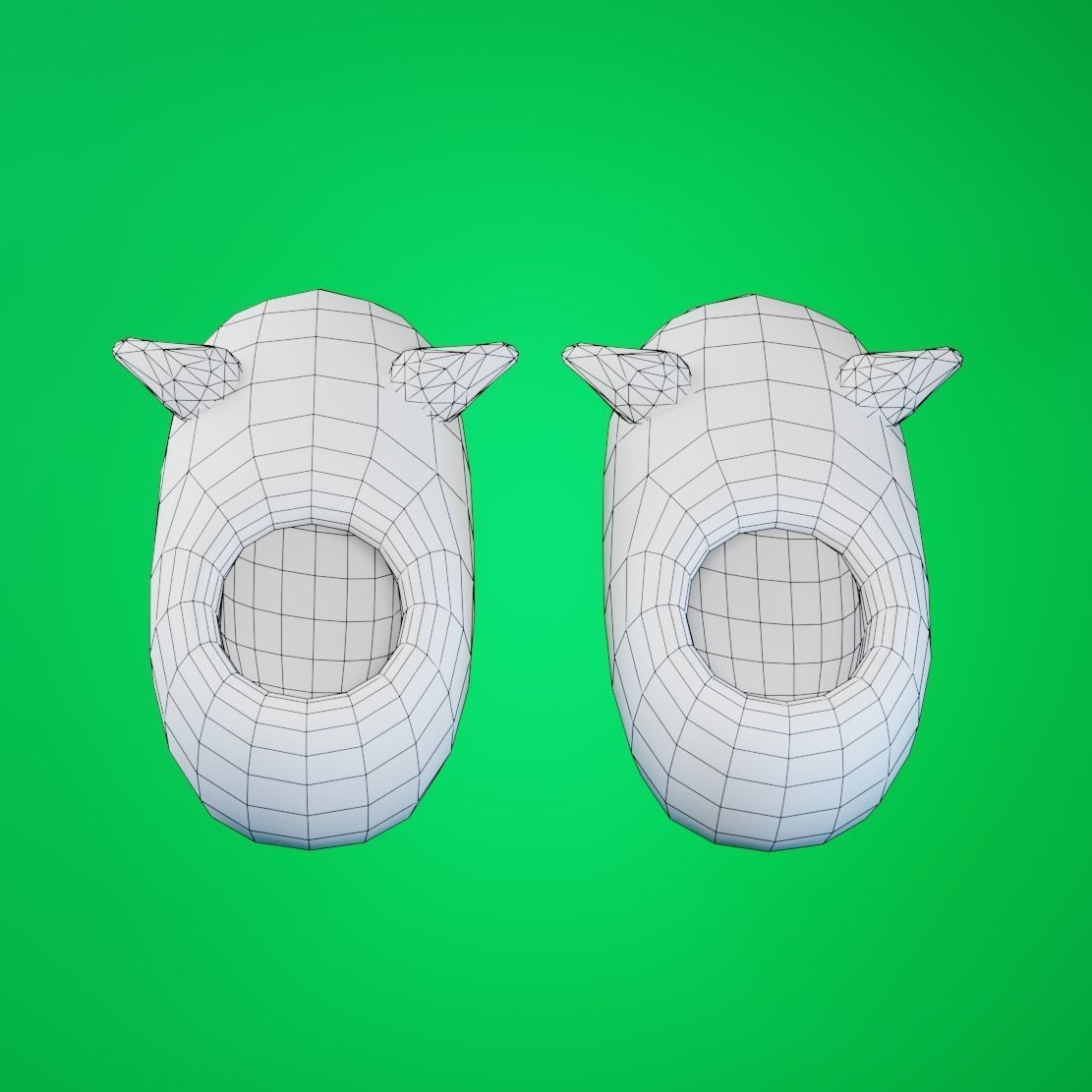 Stylized Pig Slipper Low-poly 3D model_8