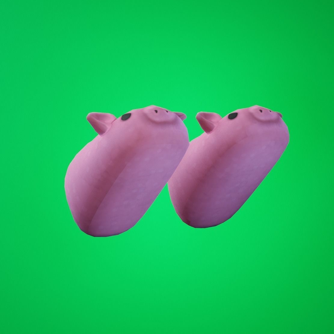 Stylized Pig Slipper Low-poly 3D model_3