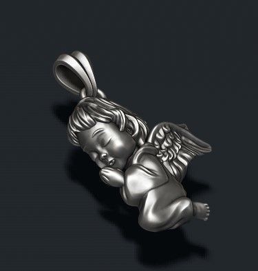 praying baby angel pendant 3D print model_8