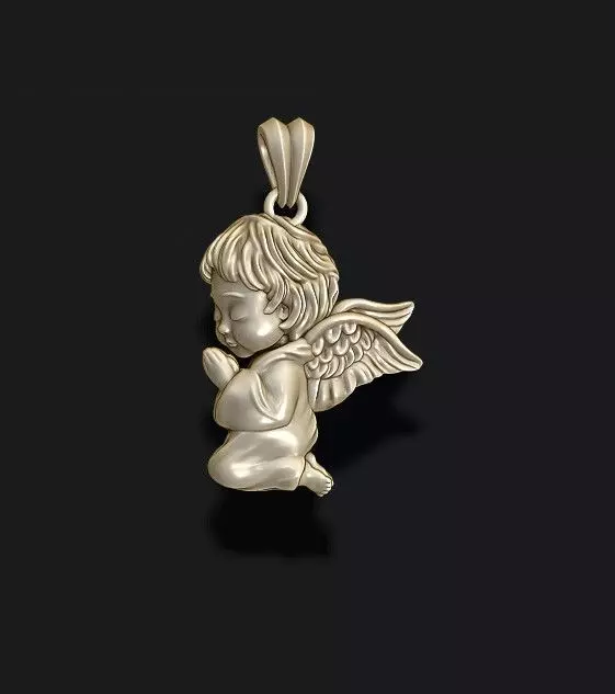 praying baby angel pendant 3D print model_0