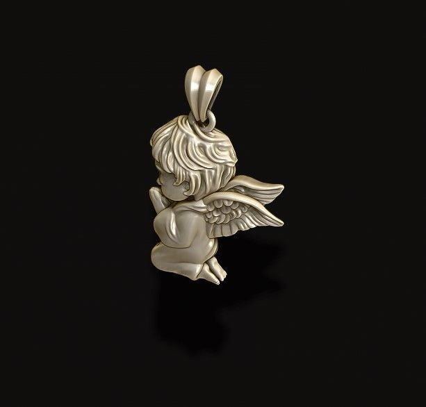 praying baby angel pendant 3D print model_9