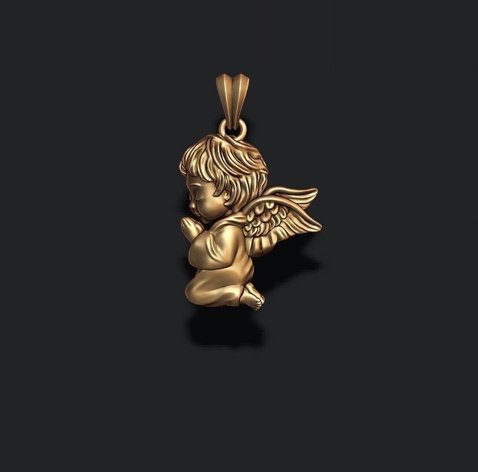 praying baby angel pendant 3D print model_1