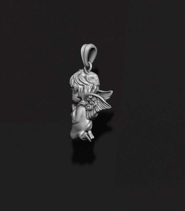 praying baby angel pendant 3D print model_7