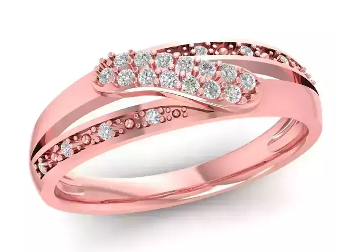 Elegant Double Row Diamond Band Ring 2186