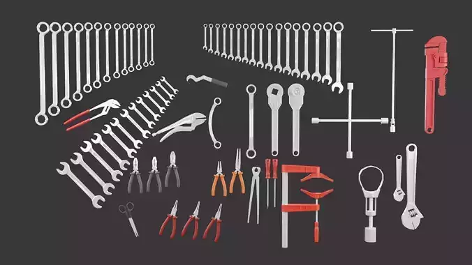 Hand Tools Pack Low-poly 3D model