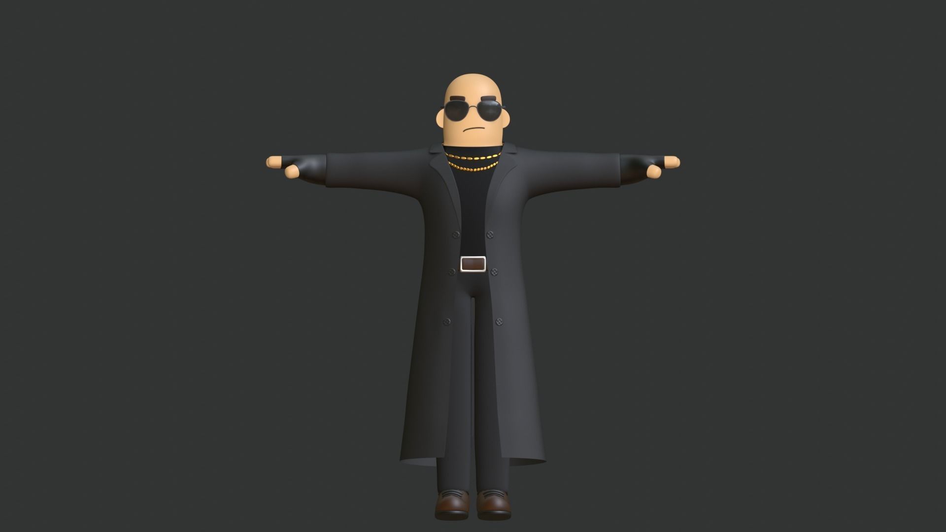 Minimal Gangster 3D Cartoon Character 3D model_17