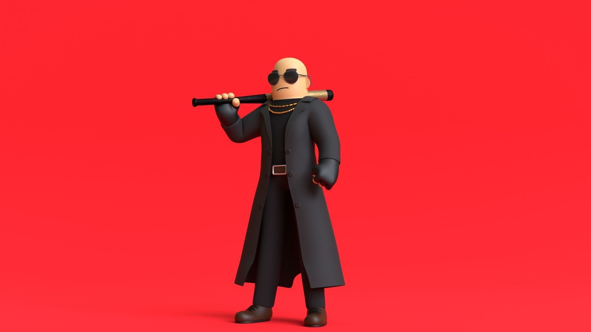 Minimal Gangster 3D Cartoon Character 3D model_3