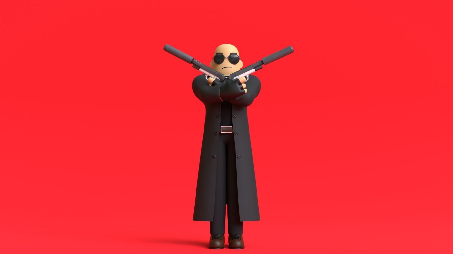 Minimal Gangster 3D Cartoon Character 3D model_5