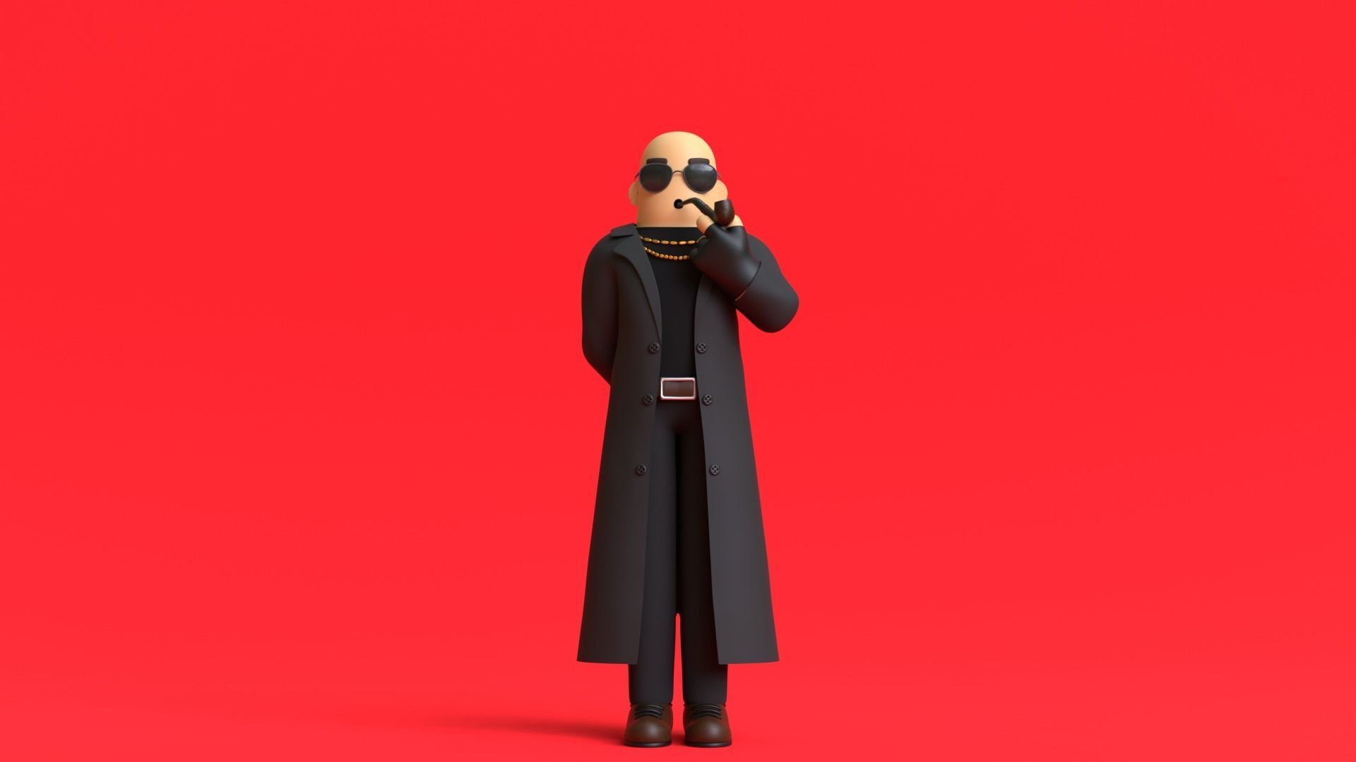 Minimal Gangster 3D Cartoon Character 3D model_4