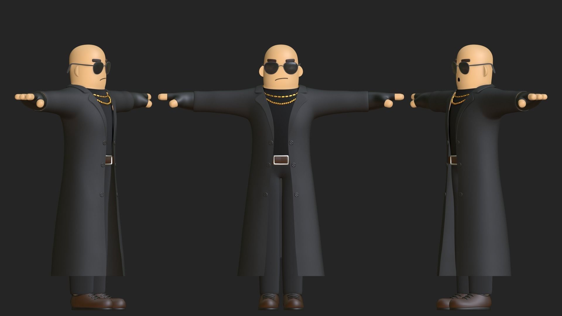Minimal Gangster 3D Cartoon Character 3D model_8