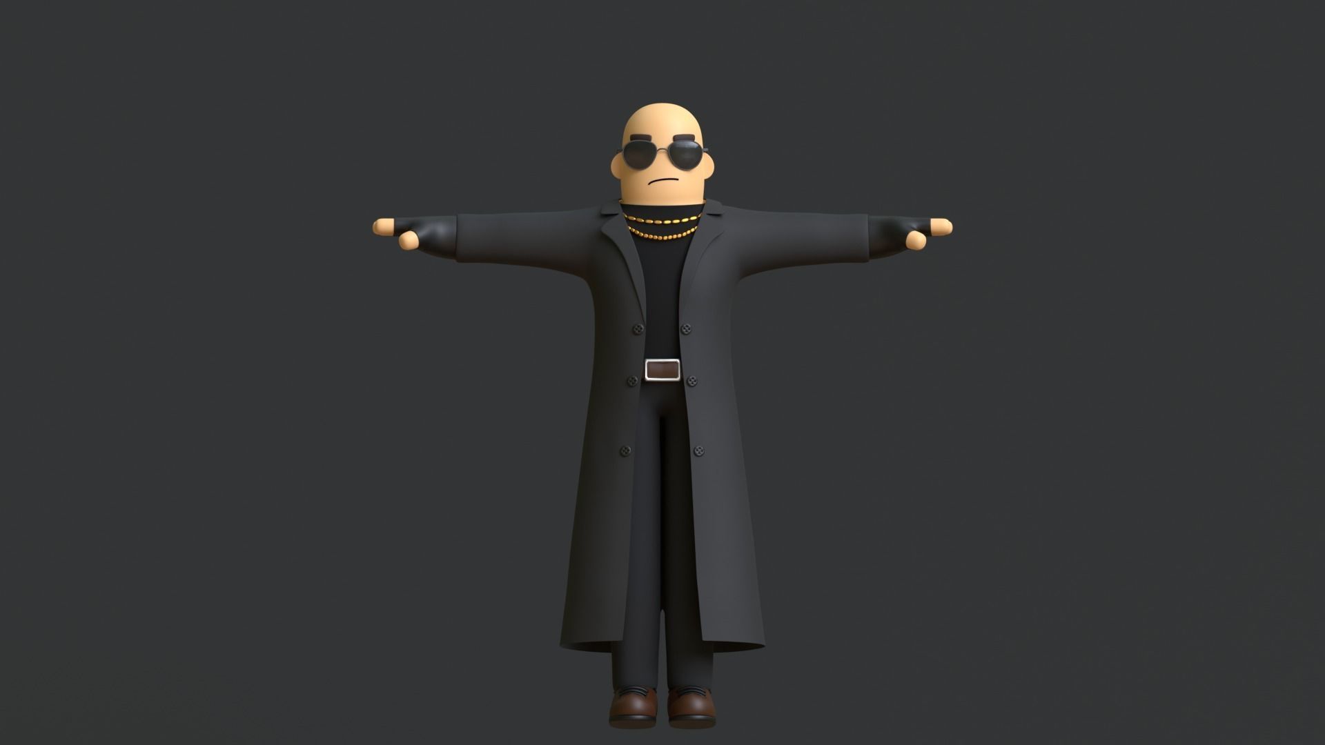 Minimal Gangster 3D Cartoon Character 3D model_9