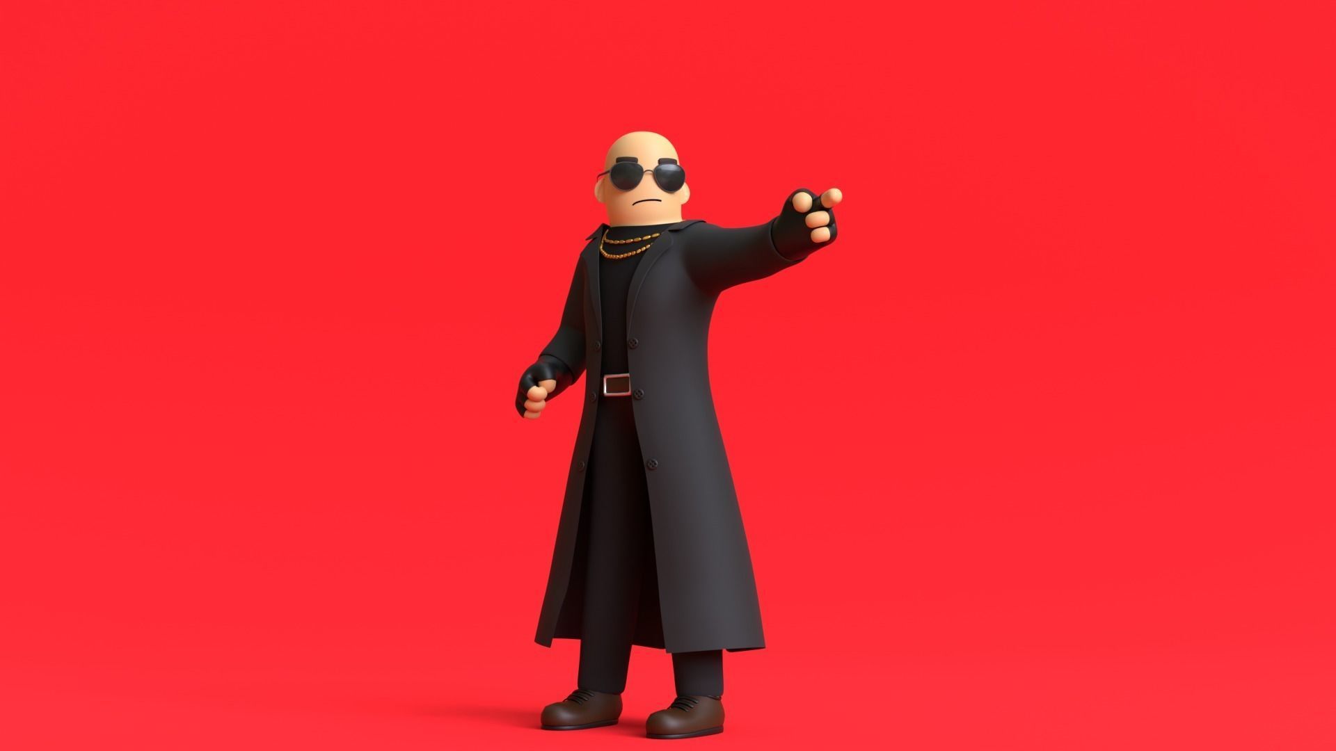 Minimal Gangster 3D Cartoon Character 3D model_2