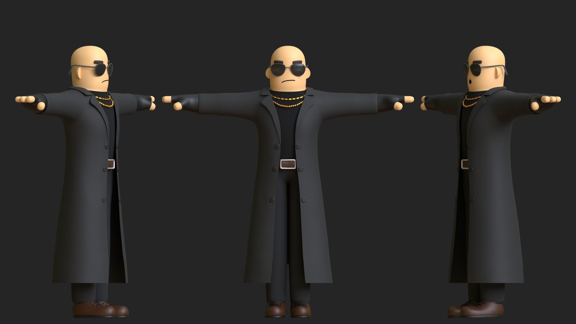 Minimal Gangster 3D Cartoon Character 3D model_6