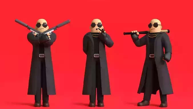 Minimal Gangster 3D Cartoon Character